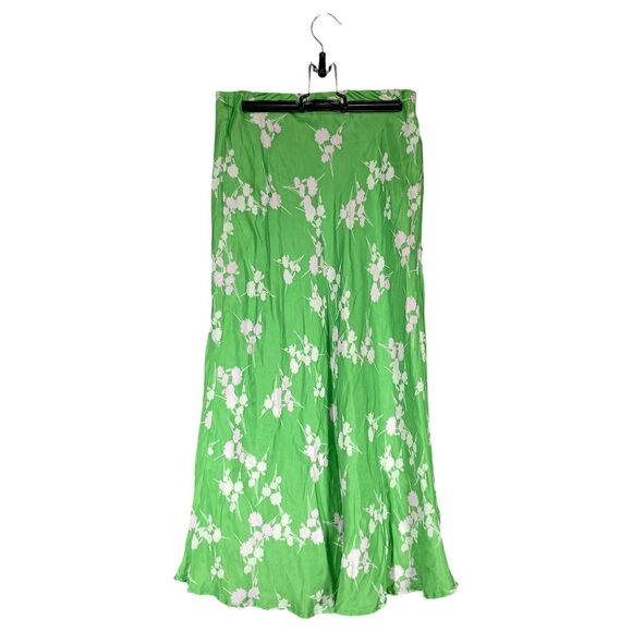 Third Form Midi Skirt Womens 4 Pull on Elastic Waist Floral Green White - Picture 1 of 4